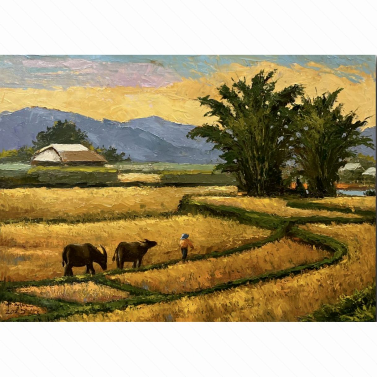 Tranh Sơn Dầu Chiều Bình Yên 60x85cm Độc Quyền Họa Sĩ 