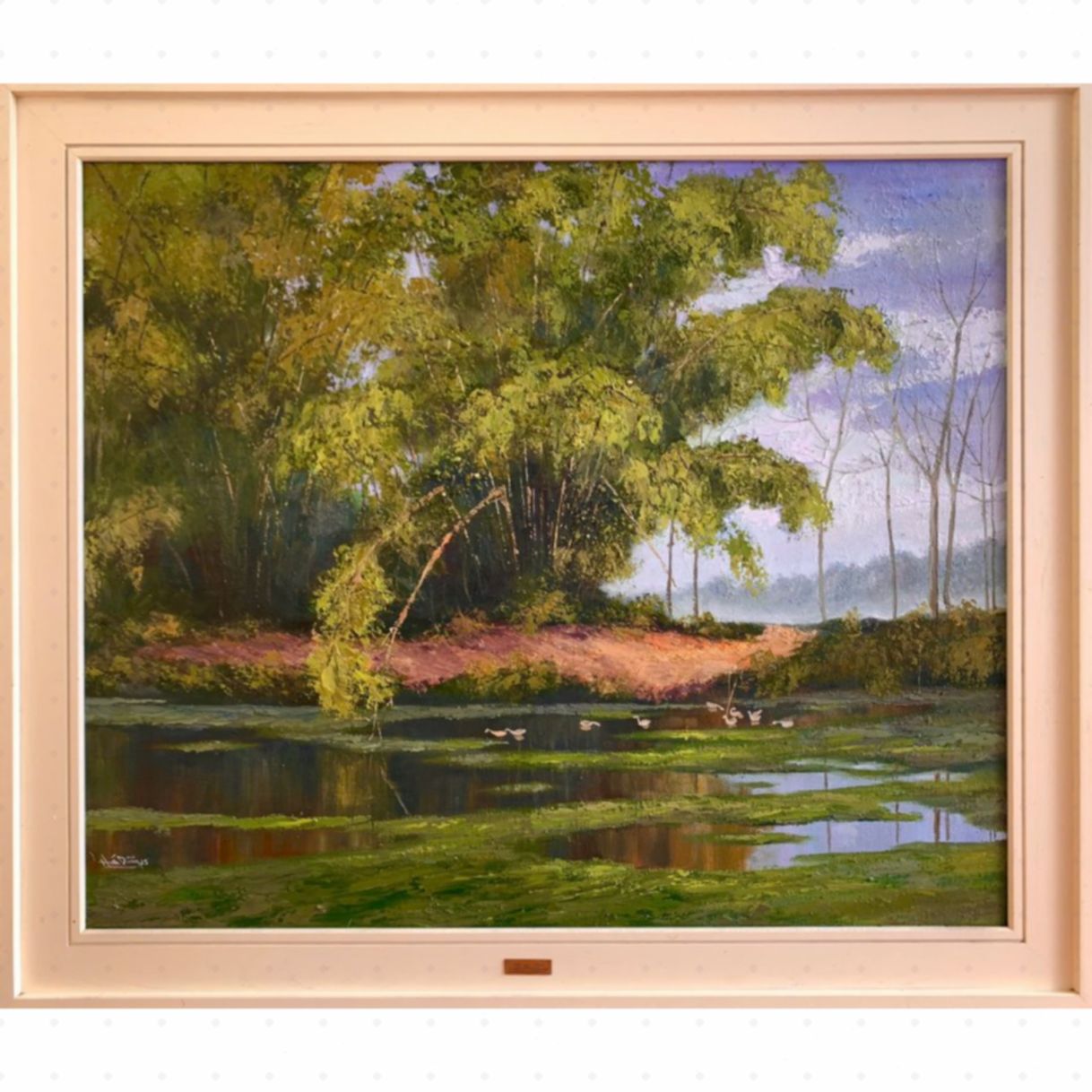 Tranh Sơn Dầu Hình Bóng Quê Nhà 100x120cm Sang Trọng Độc Bản 