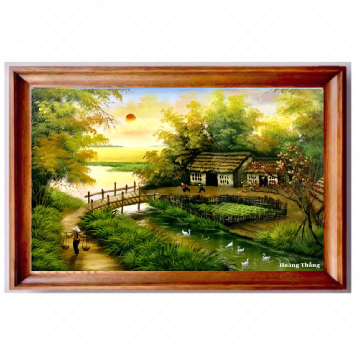 Tranh Phong Cảnh Đồng Quê Góc Quê Sơn Acrylic Kích Thước 65x85cm 