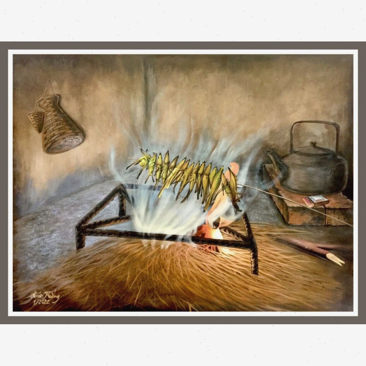 Tranh Phong Cảnh Đồng Quê Vị Xưa Acrylic 55x73cm Độc Bản 