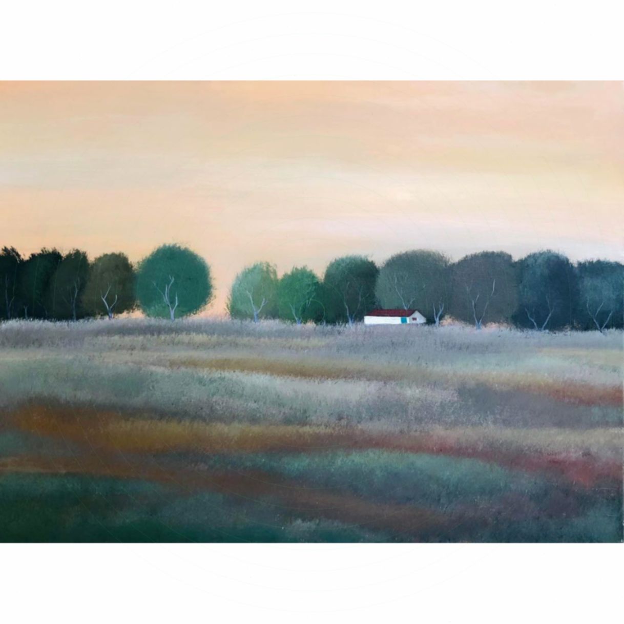 Tranh Phong Cảnh Đồng Quê Chiều Quê Acrylic 80x60cm Độc Bản 2023 