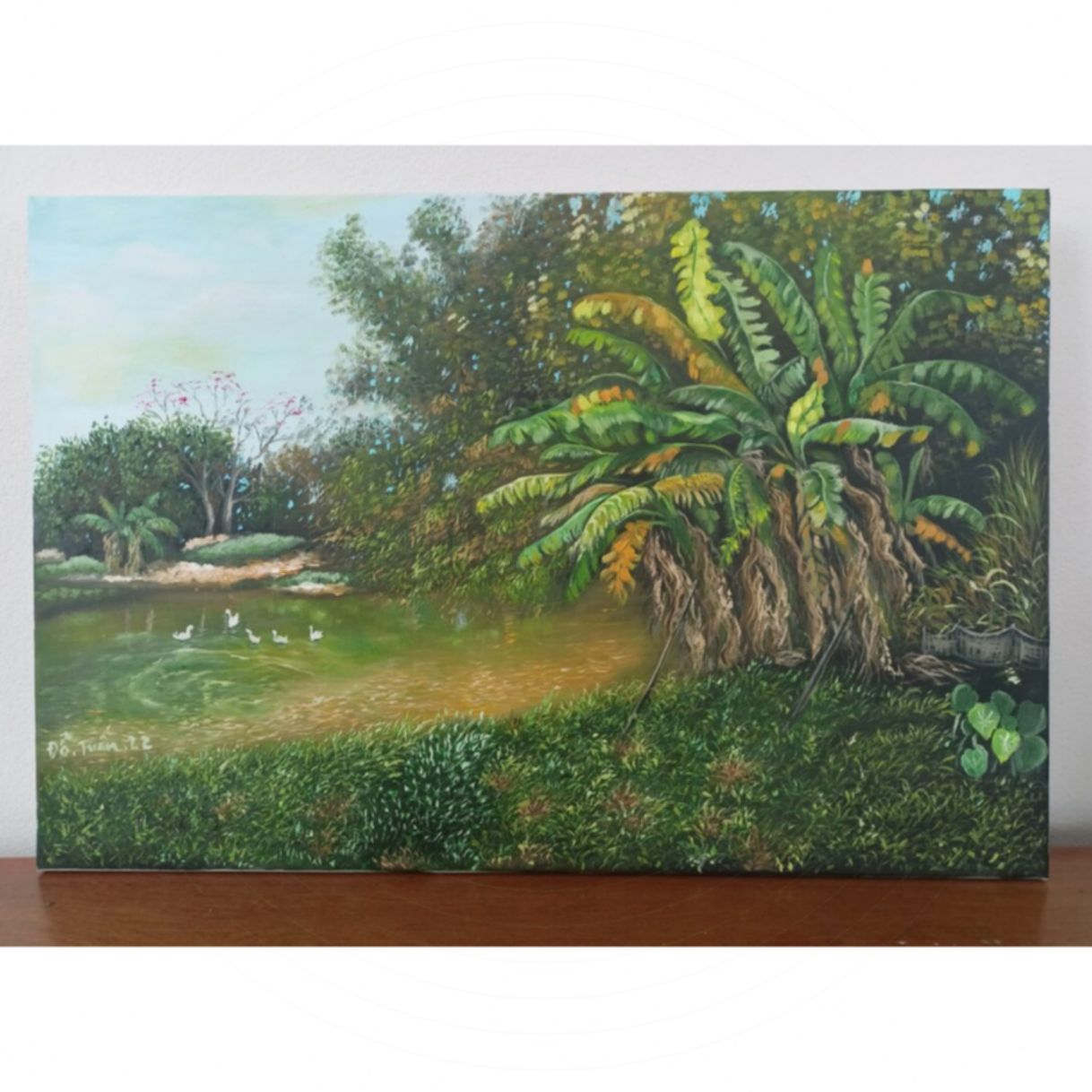 Tranh sơn dầu góc quê chân thực mềm mại 40x60cm 