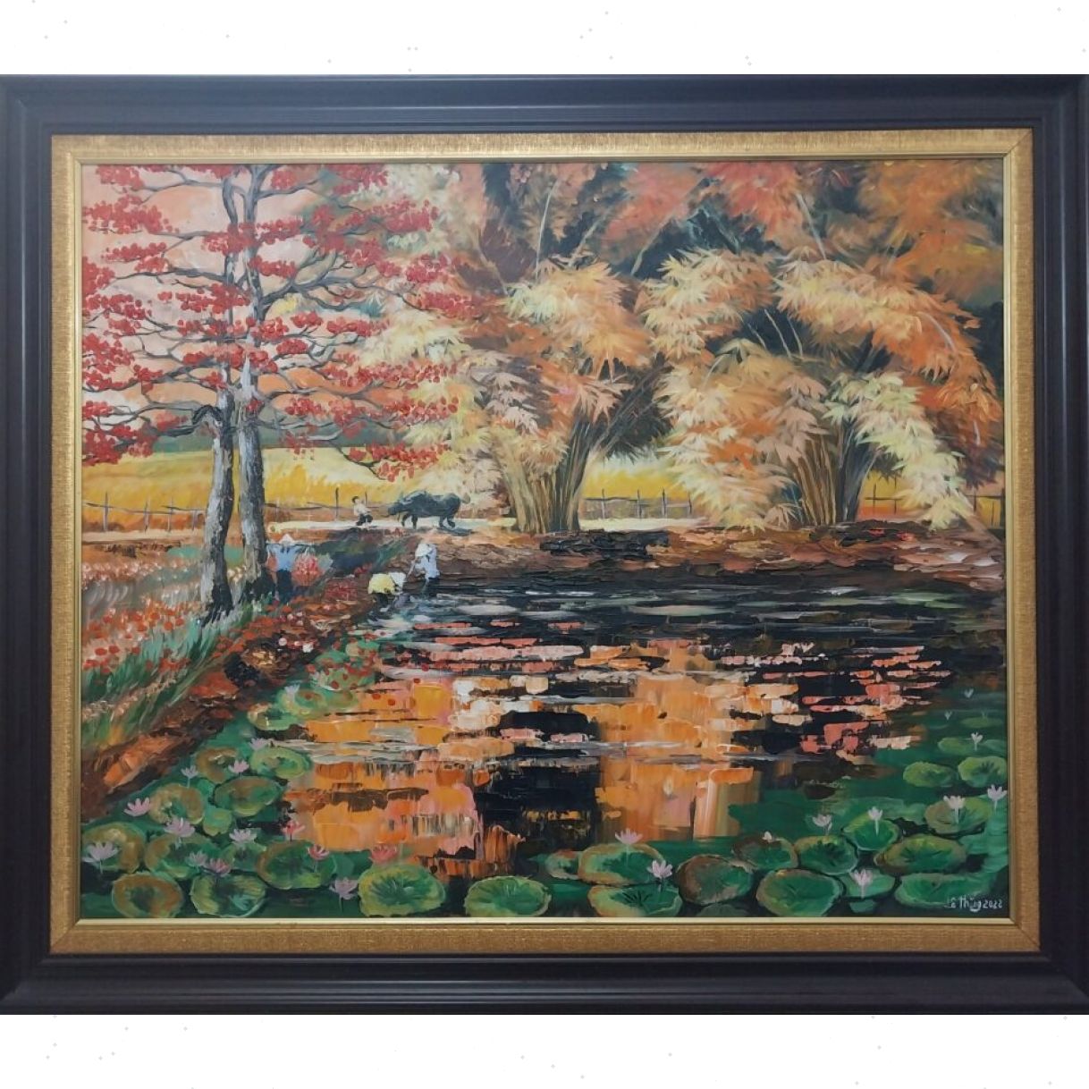 Tranh Phong Cảnh Đồng Quê Vào Hạ acrylic trên toan 90x110cm 