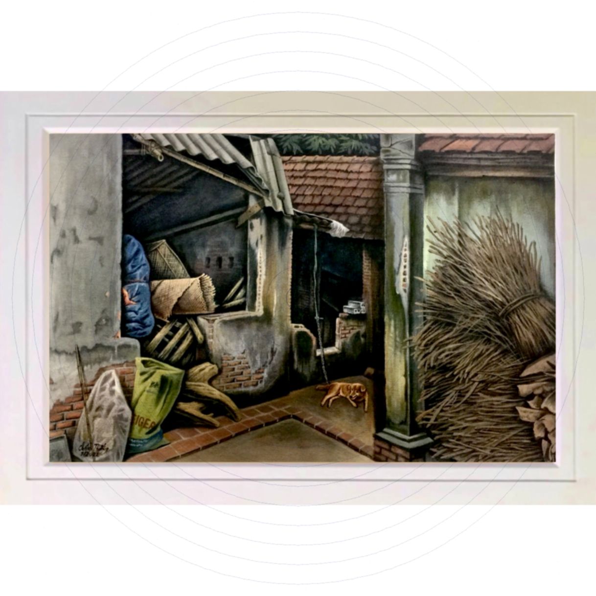 Tranh Acrylic Phong Cảnh Đồng Quê Thanh Bình 50x78cm 