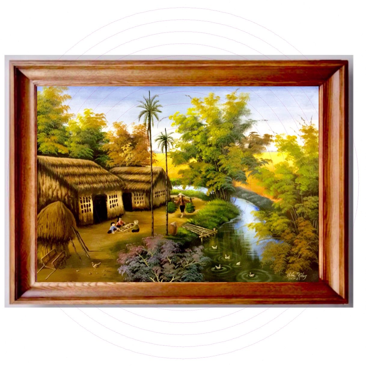 Tranh Phong Cảnh Đồng Quê Góc Quê Sơn Acrylic Có Khung 
