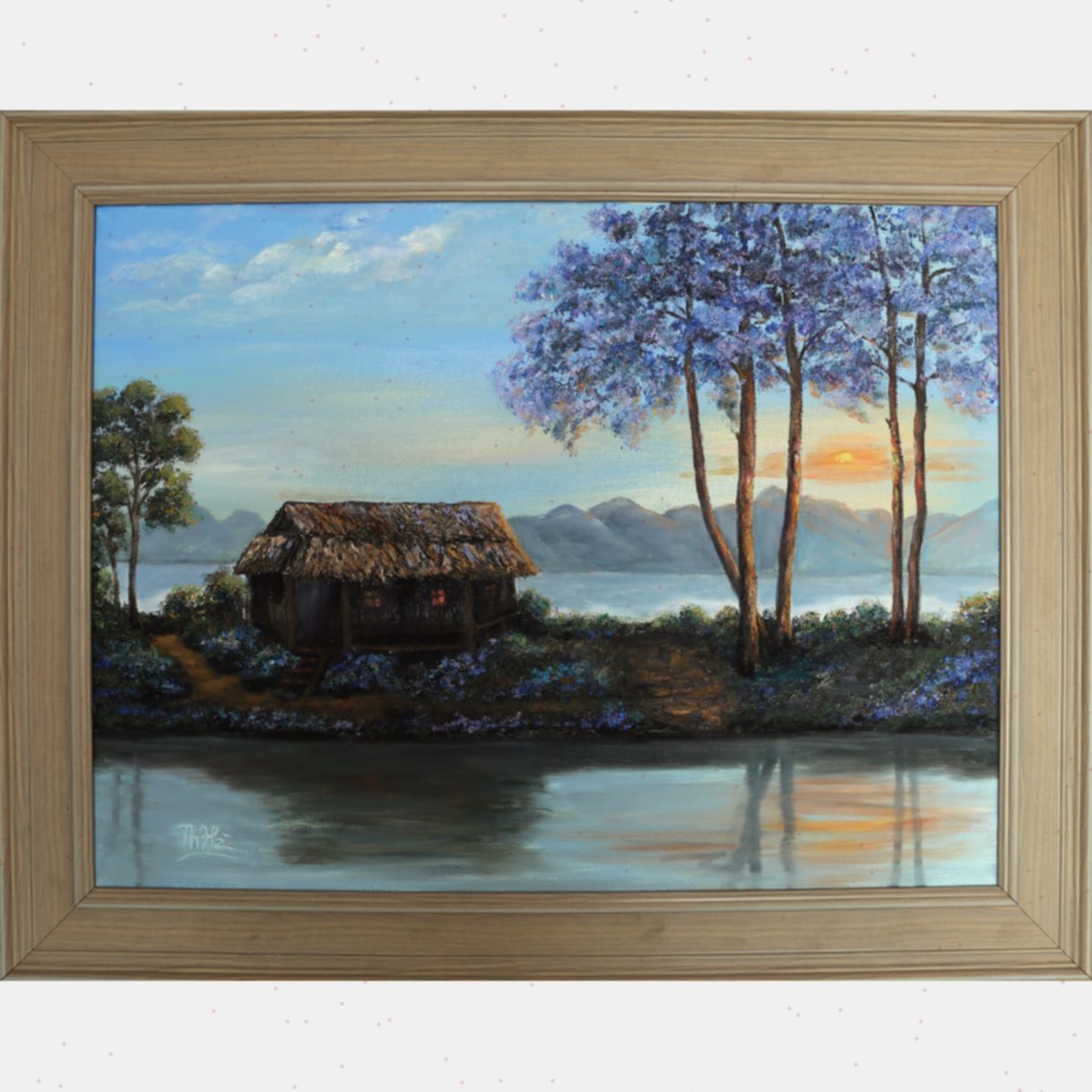Tranh Phong Cảnh Đồng Quê Một Sáng Bình Minh Sơn Dầu Canvas 60x80cm 