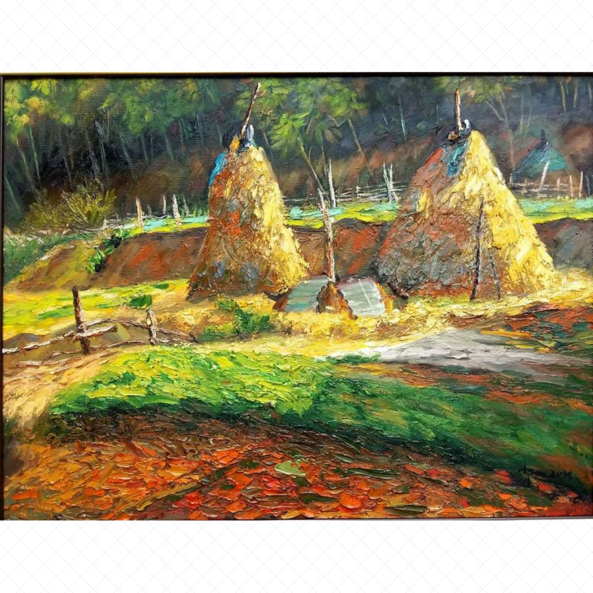 Tranh Phong Cảnh Đồng Quê Chiều Quê Sơn Dầu 60x80cm Độc Bản 