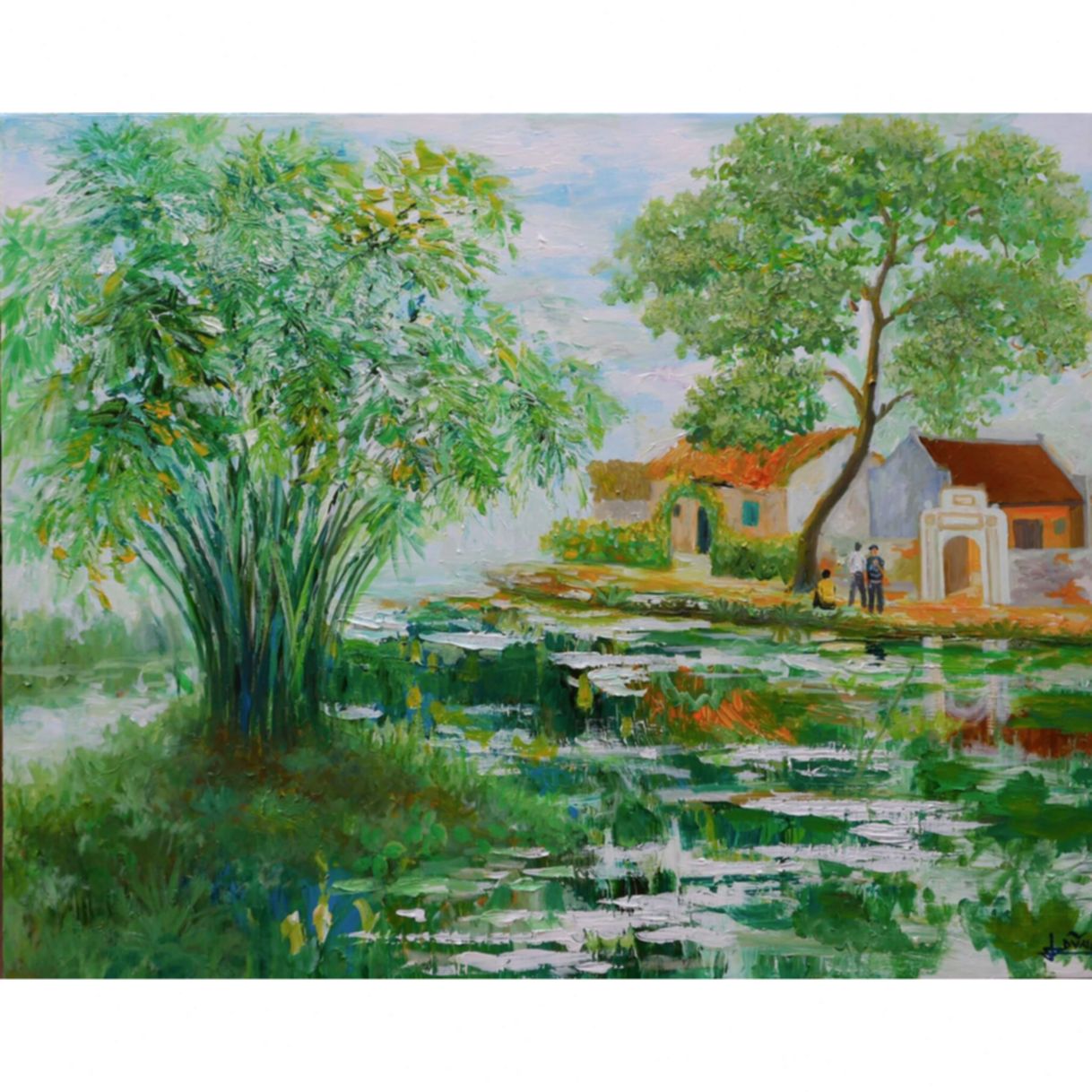 Tranh Phong Cảnh Đồng Quê Bình Yên Acrylic Tranh Sáng Tác Độc Bản 