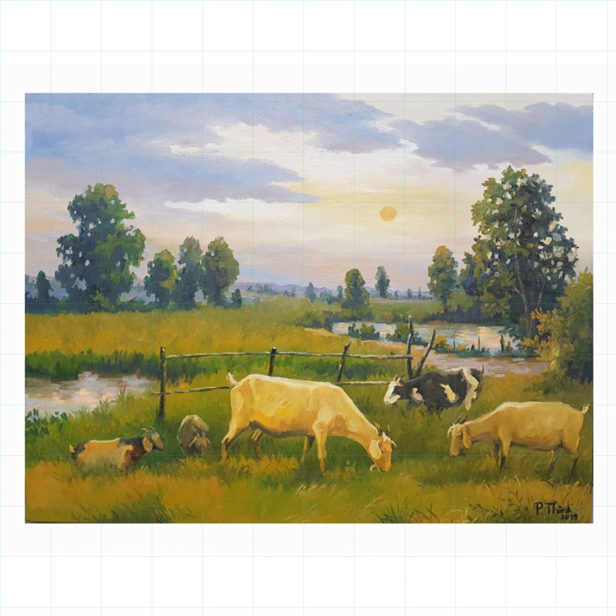 Tranh Sơn Dầu Bình Yên 70x90cm Phong Cách Hiện Thực Đẹp 
