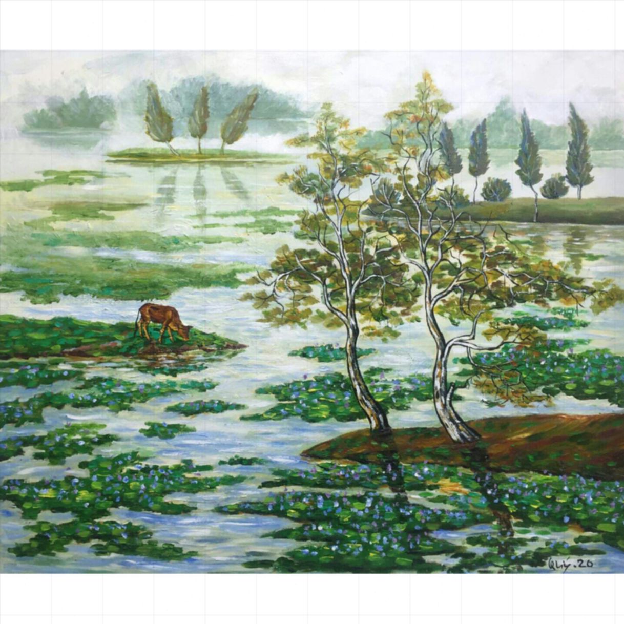 Tranh Phong Cảnh Đồng Quê Thanh Bình Sắc Nét 