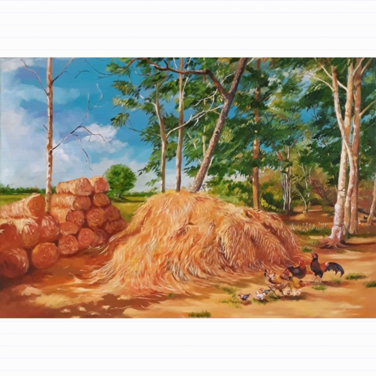Tranh Sơn Dầu Nắng Tháng Tư Hoàng Thuấn 50x70cm Sắc Nét Độc Quyền 
