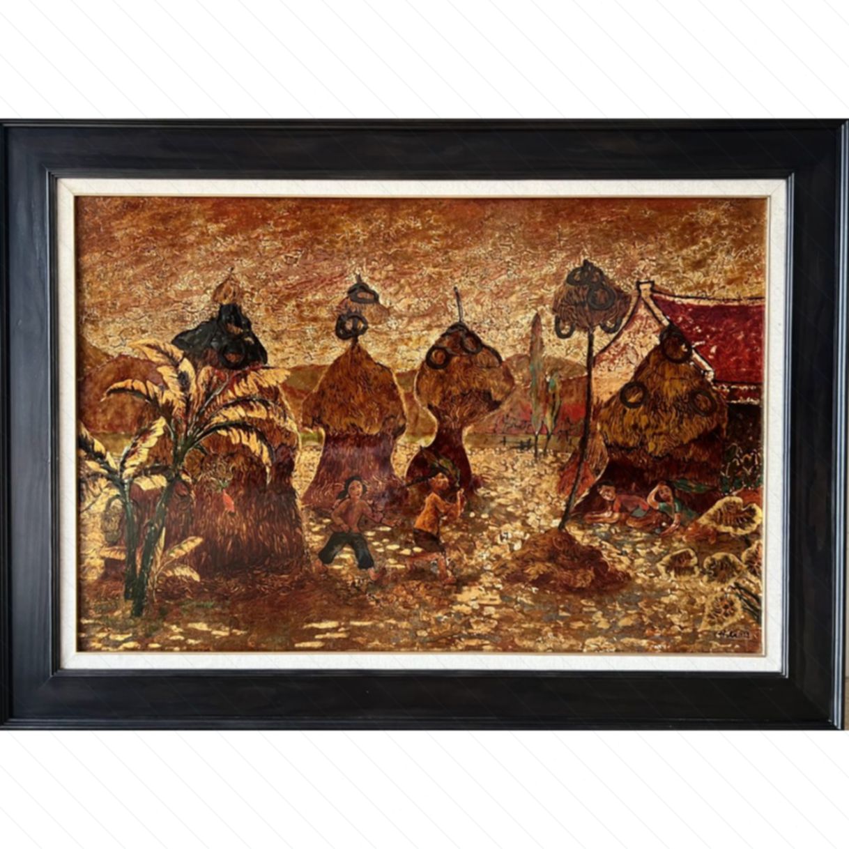 Tranh Sơn Mài Hương Rơm 80x120cm Sang Trọng Độc Đáo 