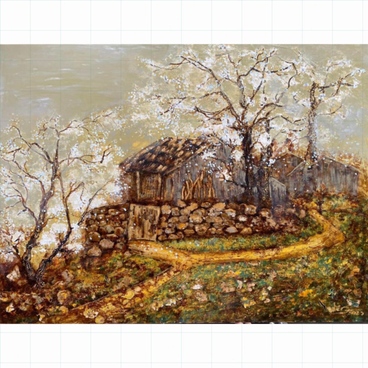 Tranh Sơn Mài Đồi Mây Độc Bản Kích Thước 60x80cm 