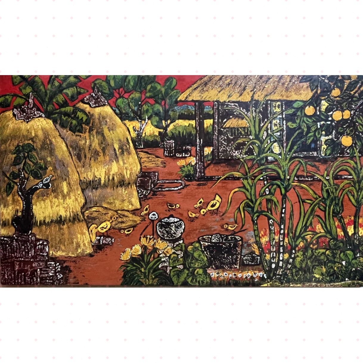 Tranh Sơn Mài Chiều Quê 70x120cm Năm 2023 Tác Quyền Rõ Ràng 