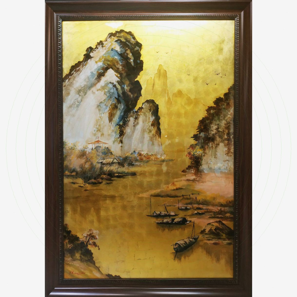 Tranh Sơn Mài Non Nước Trên Gỗ 80x120cm Cao Cấp 