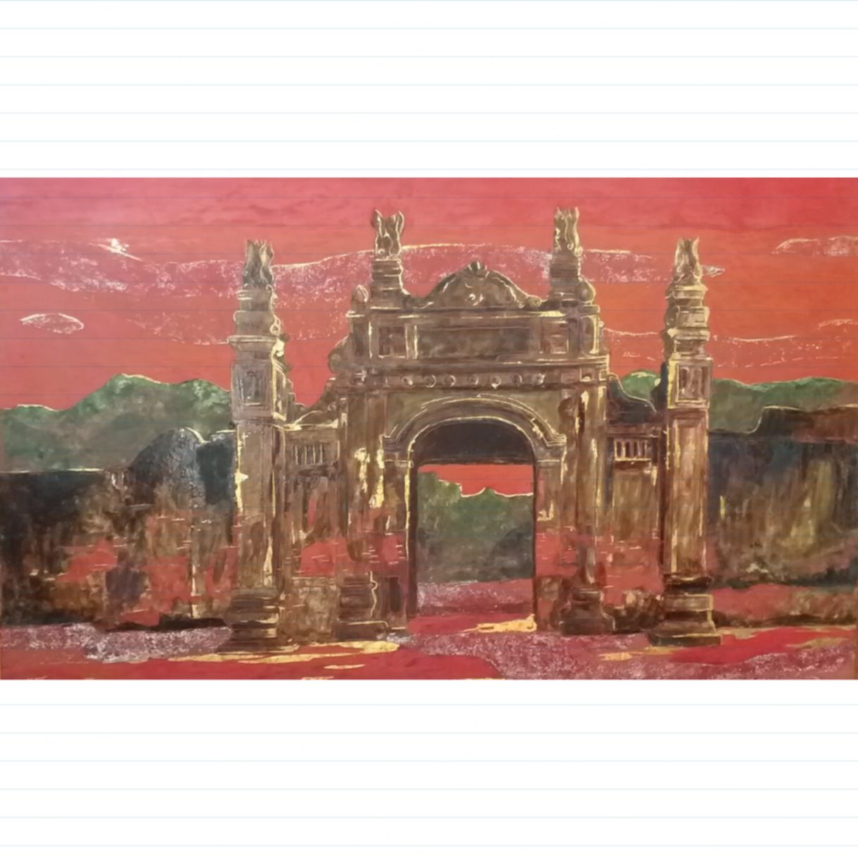 Tranh sơn mài lối xưa truyền thống 90x150cm khung gỗ 17cm cao cấp 
