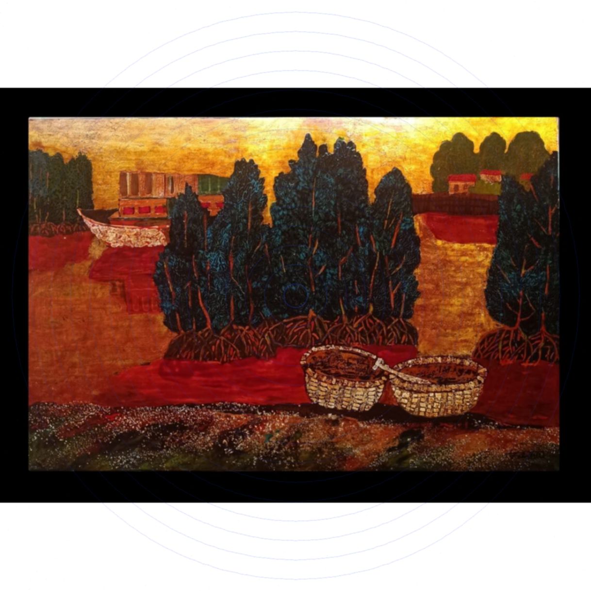 Tranh Sơn Mài Bến Đợi Độc Bản Kích Thước 80x120cm Chất Lượng Cao 