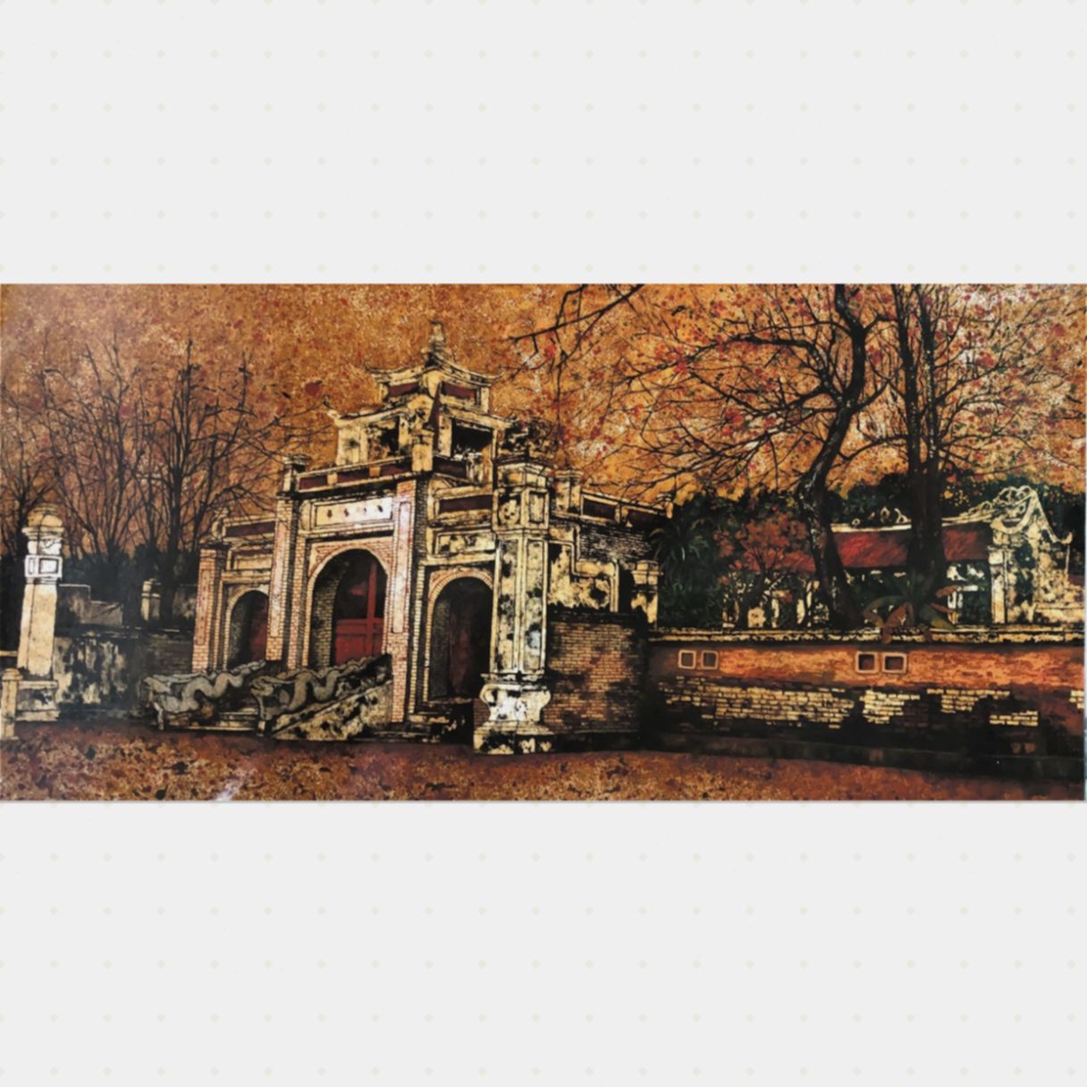 Tranh Sơn Mài Thu Trên Thành Cổ 120x240cm Sáng Tác Mới 2023 Độc Bản 