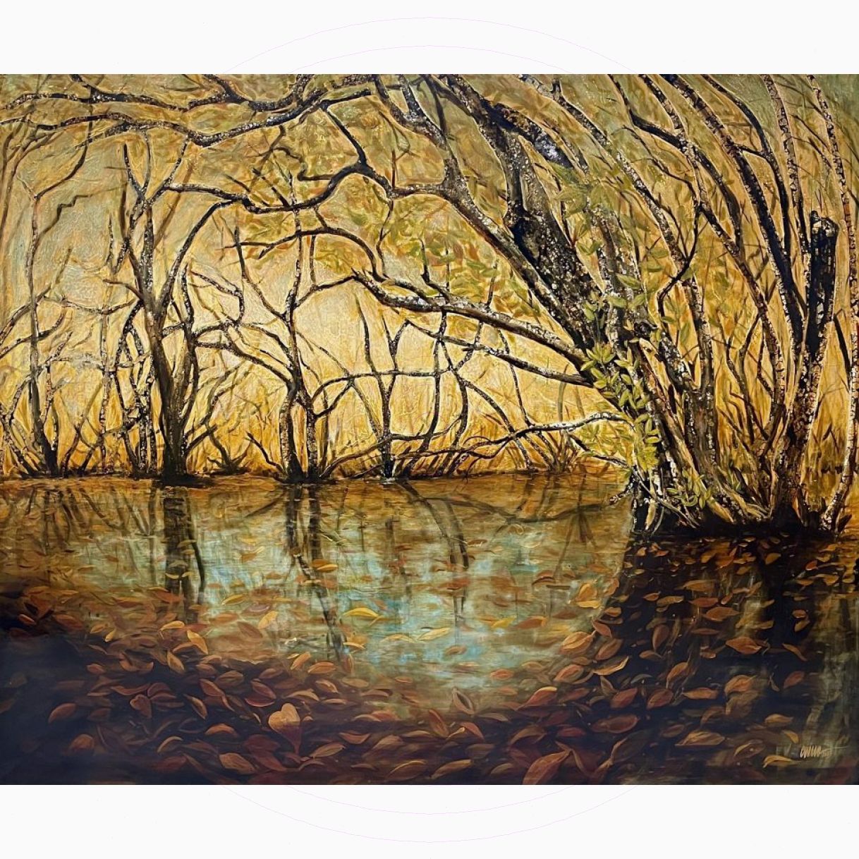 Tranh sơn mài rú chá mùa lá bay độc bản 100x120cm 