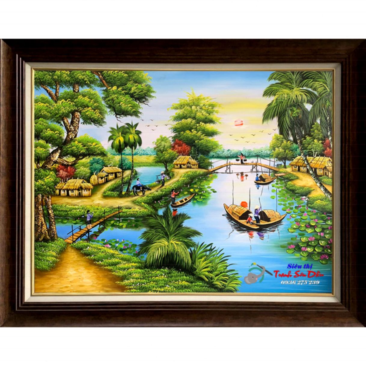 Tranh Phong Cảnh Sông Nước Miền Tây Sơn Dầu Tinh Tế 