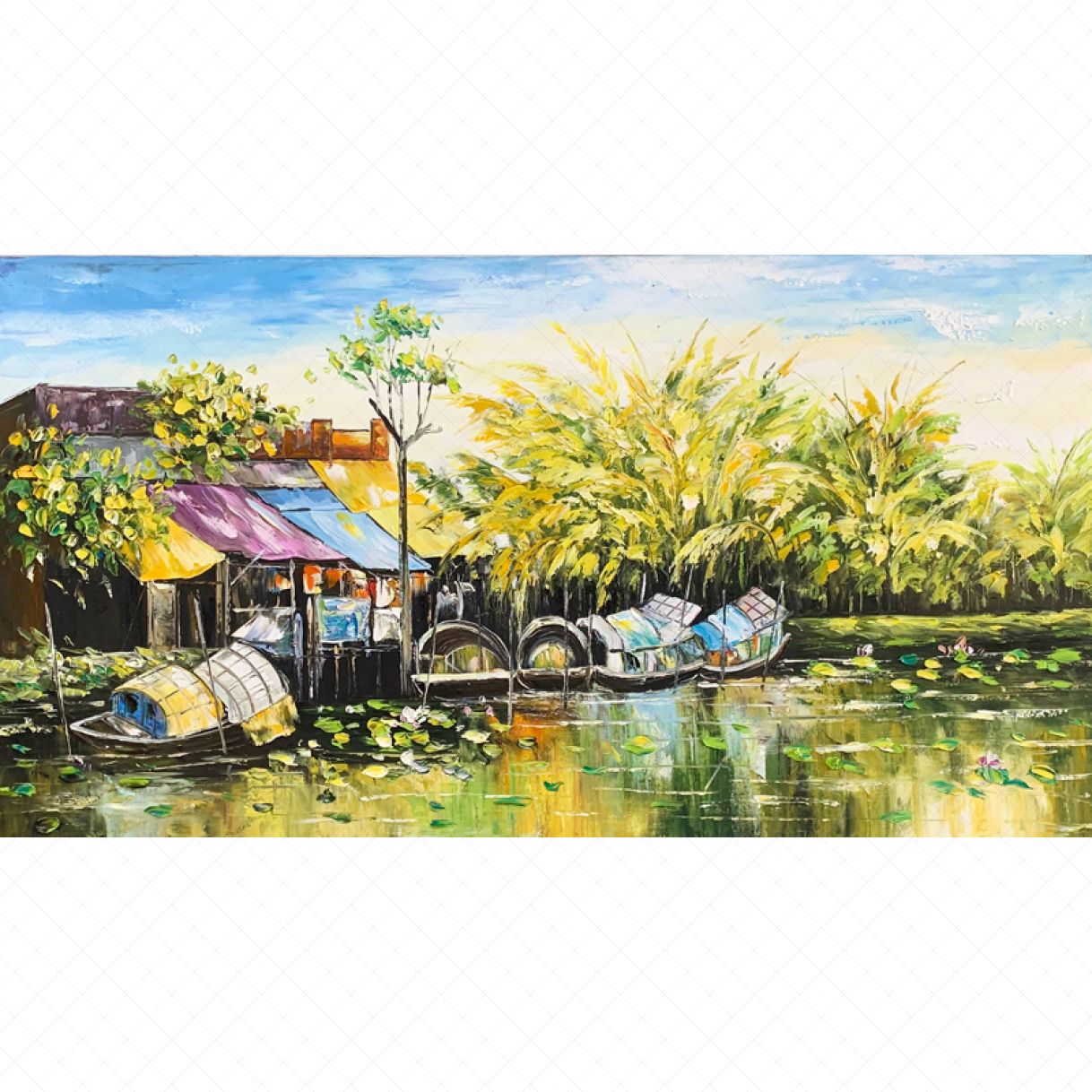 Tranh Phong Cảnh Miền Tây Sông Nước Sơn Dầu 