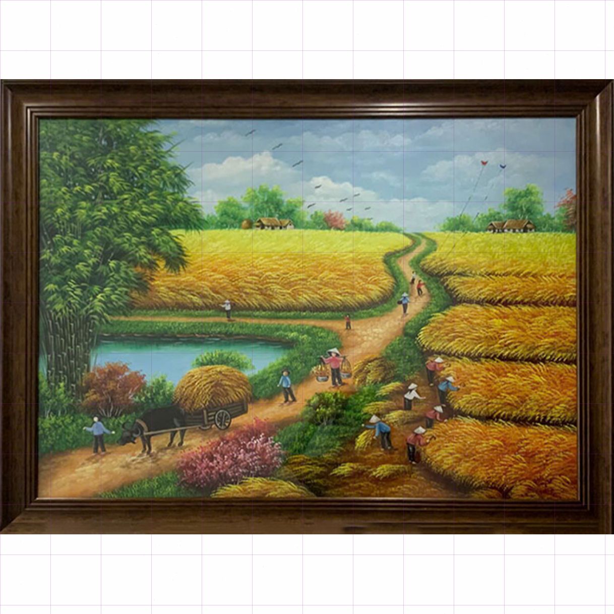 Tranh Sơn Dầu Mùa Bội Thu Vải Canvas Khung Gỗ Cao Cấp 