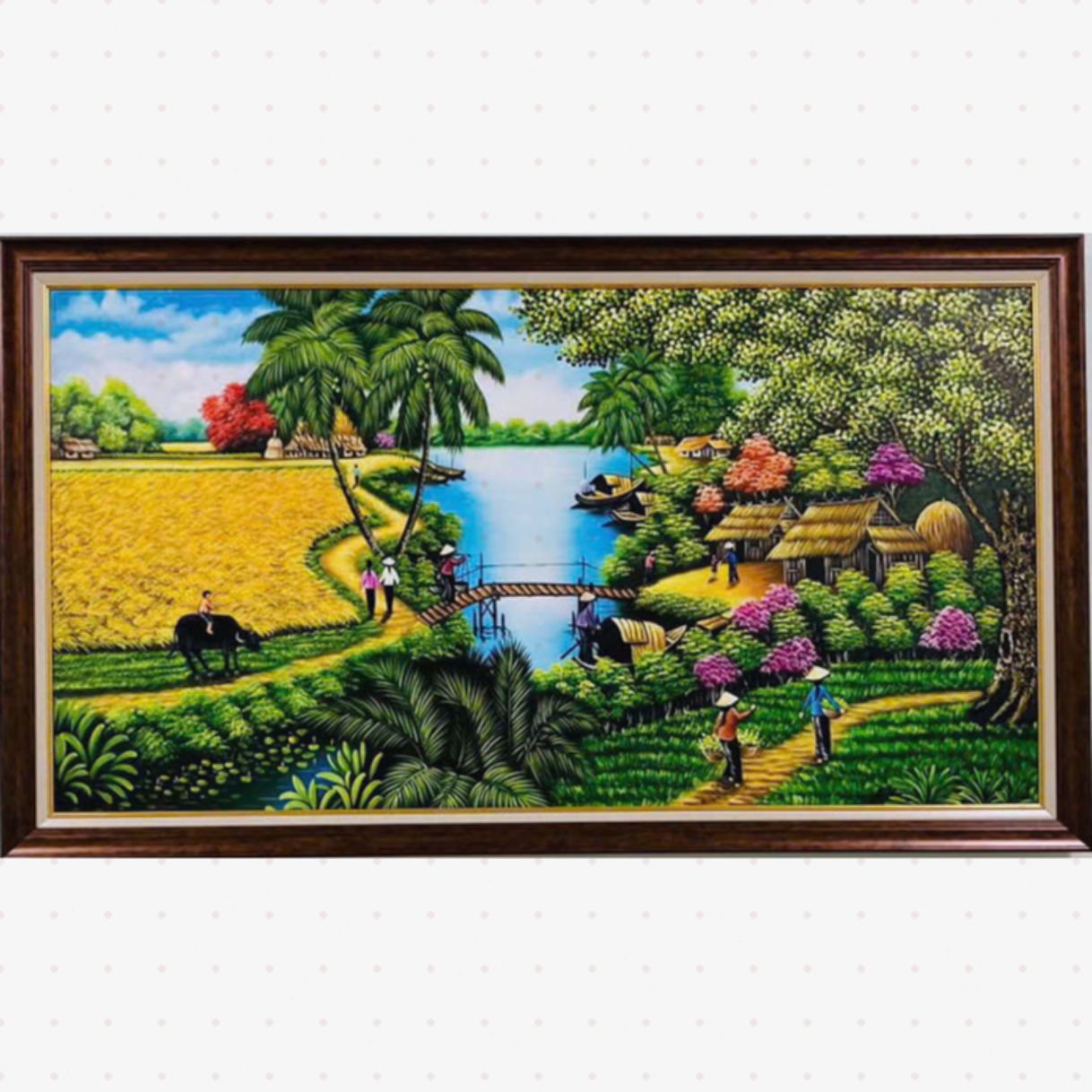 Tranh Sơn Dầu Quê Hương Việt 120x100cm Độc Bản Sang Trọng 