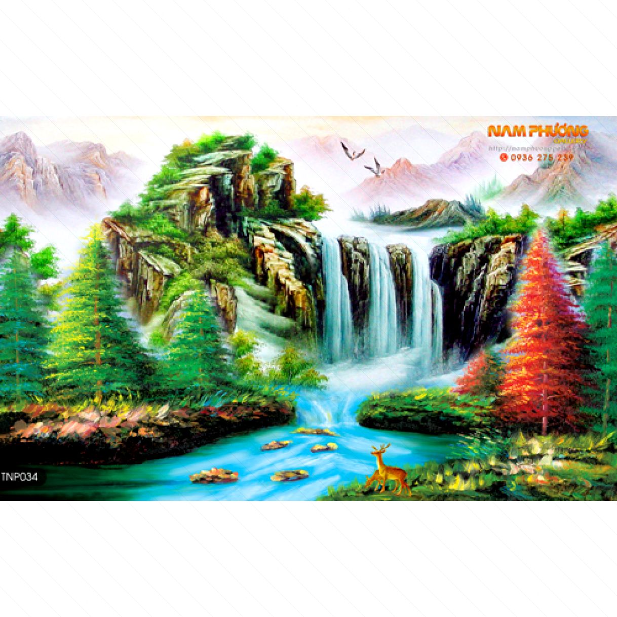 Tranh Sơn Thủy Miền Núi Sơn Dầu Canvas Độc Đáo 