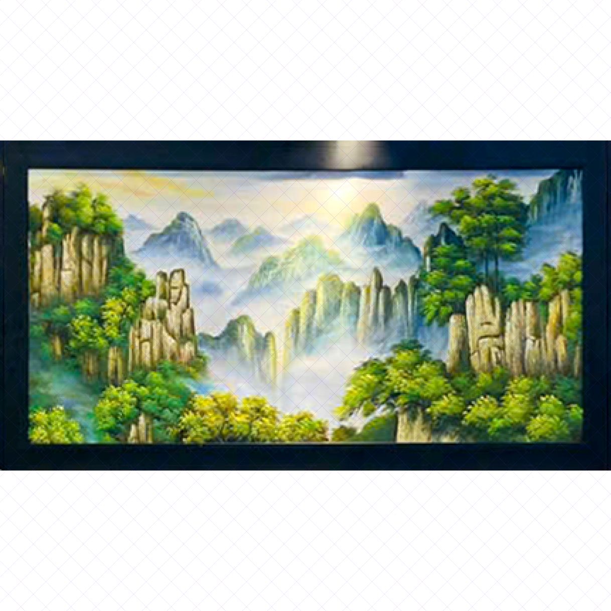 Tranh Sơn Dầu Thủy Mạc Cổ Điển Độc Bản Khung Gỗ 120cm 