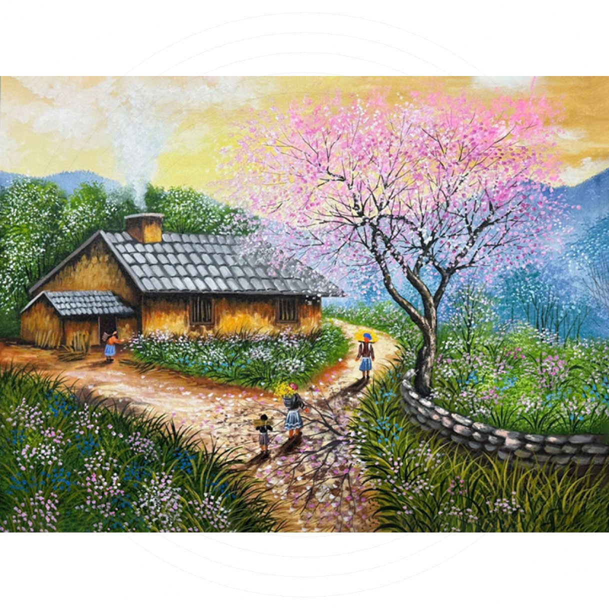 Tranh Sơn Dầu Phong Cảnh Tây Bắc Vải Canvas 80cm 