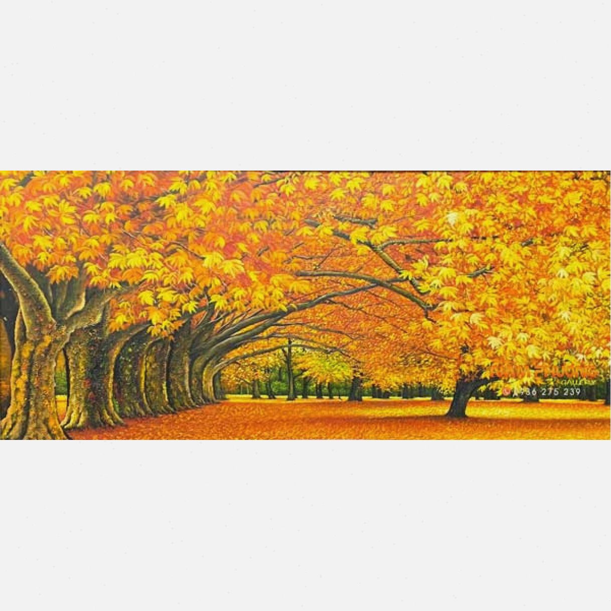 Tranh Sơn Dầu Hàng Cây Vàng Canvas Khung Gỗ Cao Cấp 160cm 