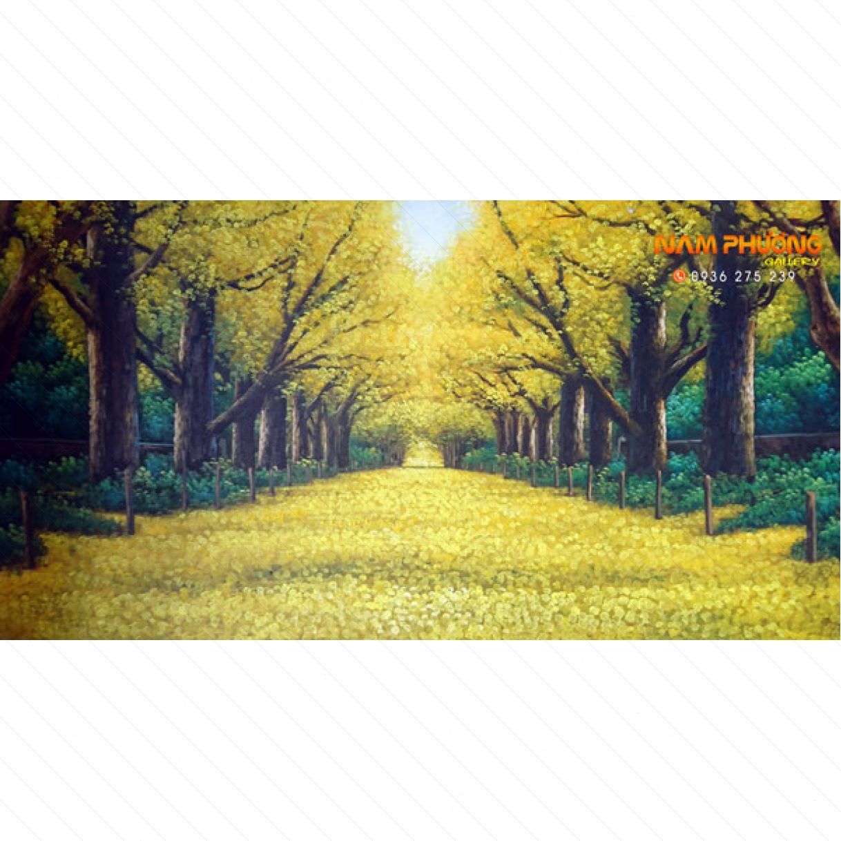 Tranh Phong Cảnh Rừng Lá Vàng Sơn Dầu Canvas Đẹp Tinh Tế 