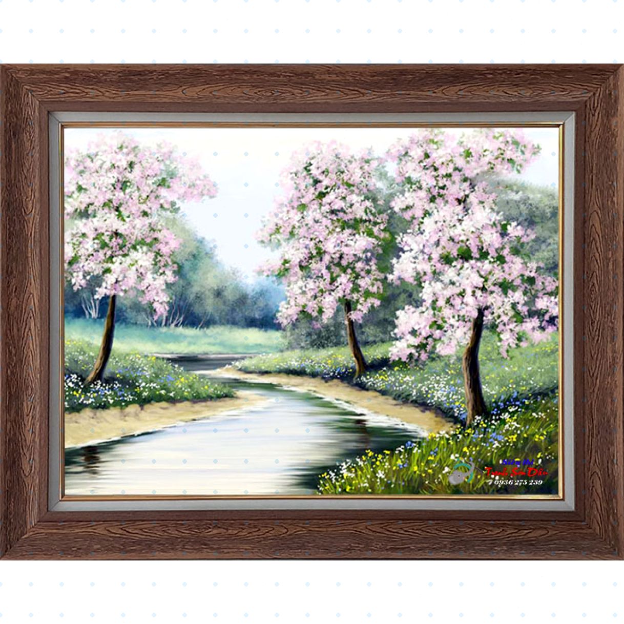 Tranh Sơn Dầu Phong Cảnh Dòng Suối Minh Hưng Gallery Vẽ Tay 100% 