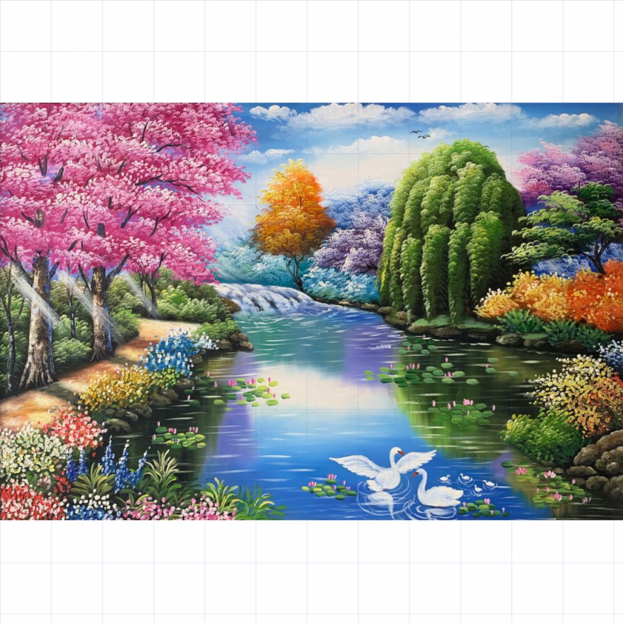 Tranh Phong Cảnh Đồng Quê Châu Âu Sơn Dầu Canvas Khung Composite 