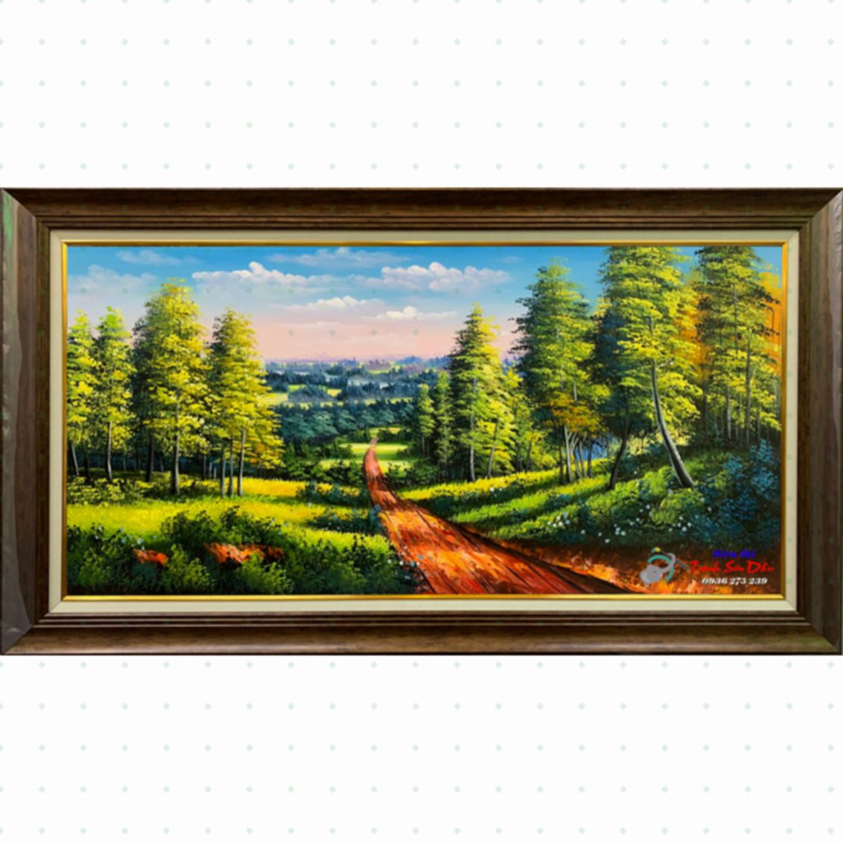 Tranh Sơn Dầu Phong Cảnh Đường Rừng Canvas 135cm Handpainted 