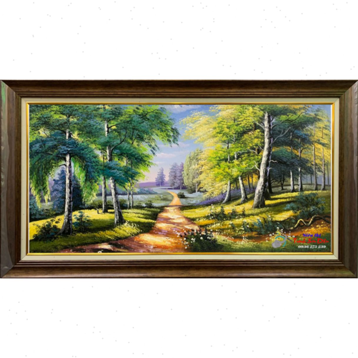 Tranh Sơn Dầu Phong Cảnh Rừng Cây Sinh Động 135x75cm 