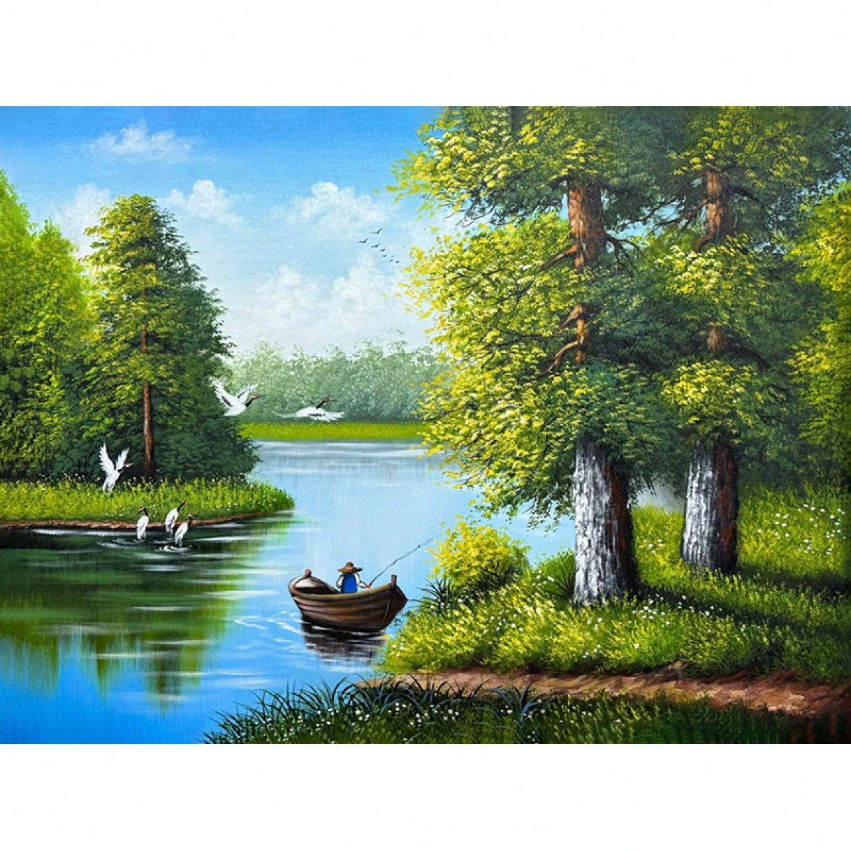 Tranh Sơn Dầu Phong Cảnh Thiên Nhiên Vải Canvas Khung Gỗ 