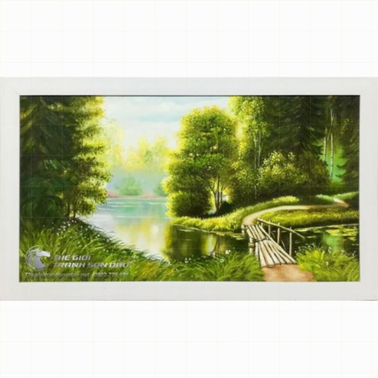 Tranh Sơn Dầu Phong Cảnh Cây Cầu Gỗ 80x140cm Màu Sắc Đa Dạng 