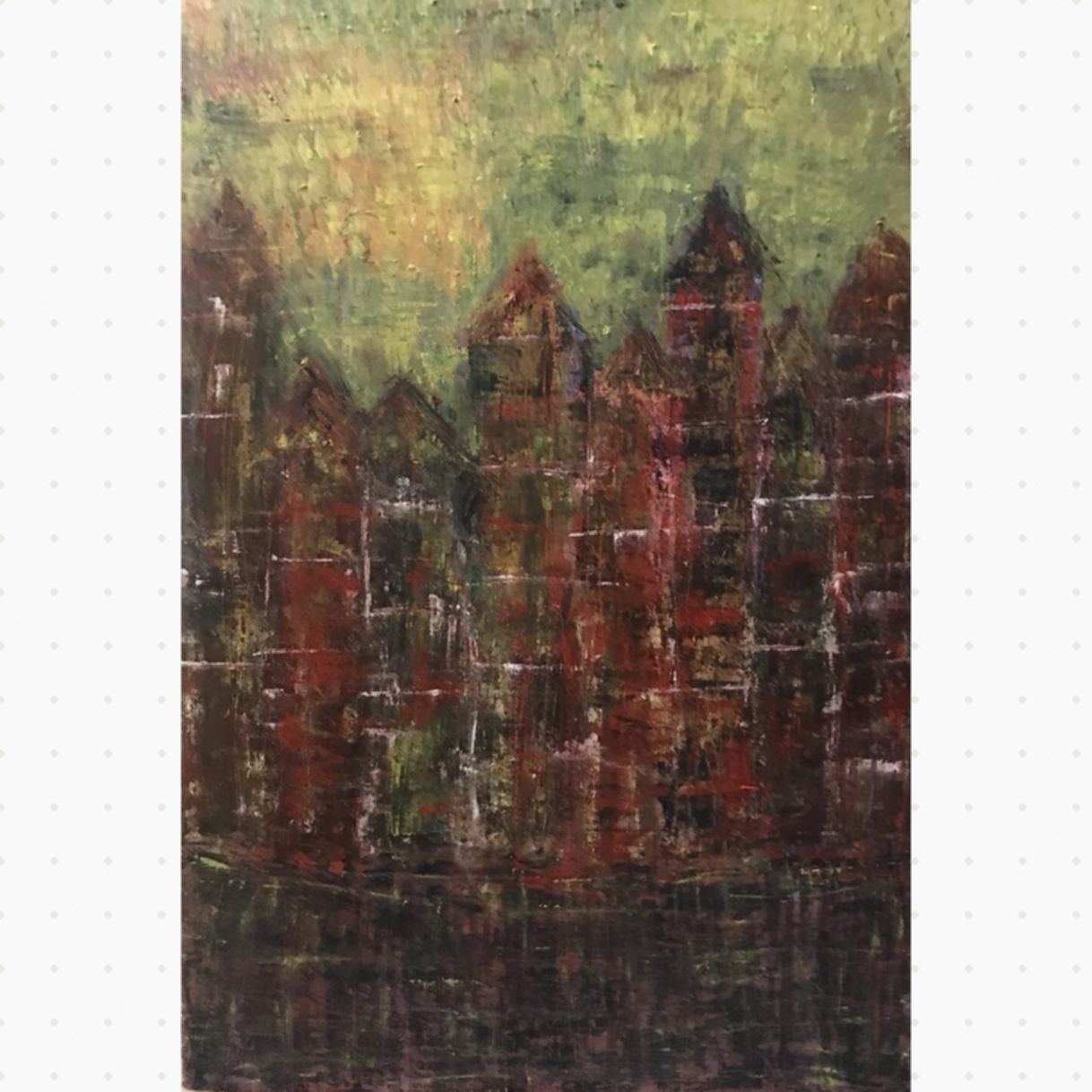 Tranh Trừu Tượng Phố Cổ Acrylic Độc Bản Kích Thước 40x60 cm 