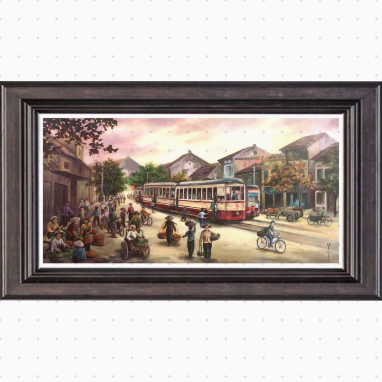 Tranh Phố Cổ Ký Ức Hà Nội Acrylic Toan 45x90cm 
