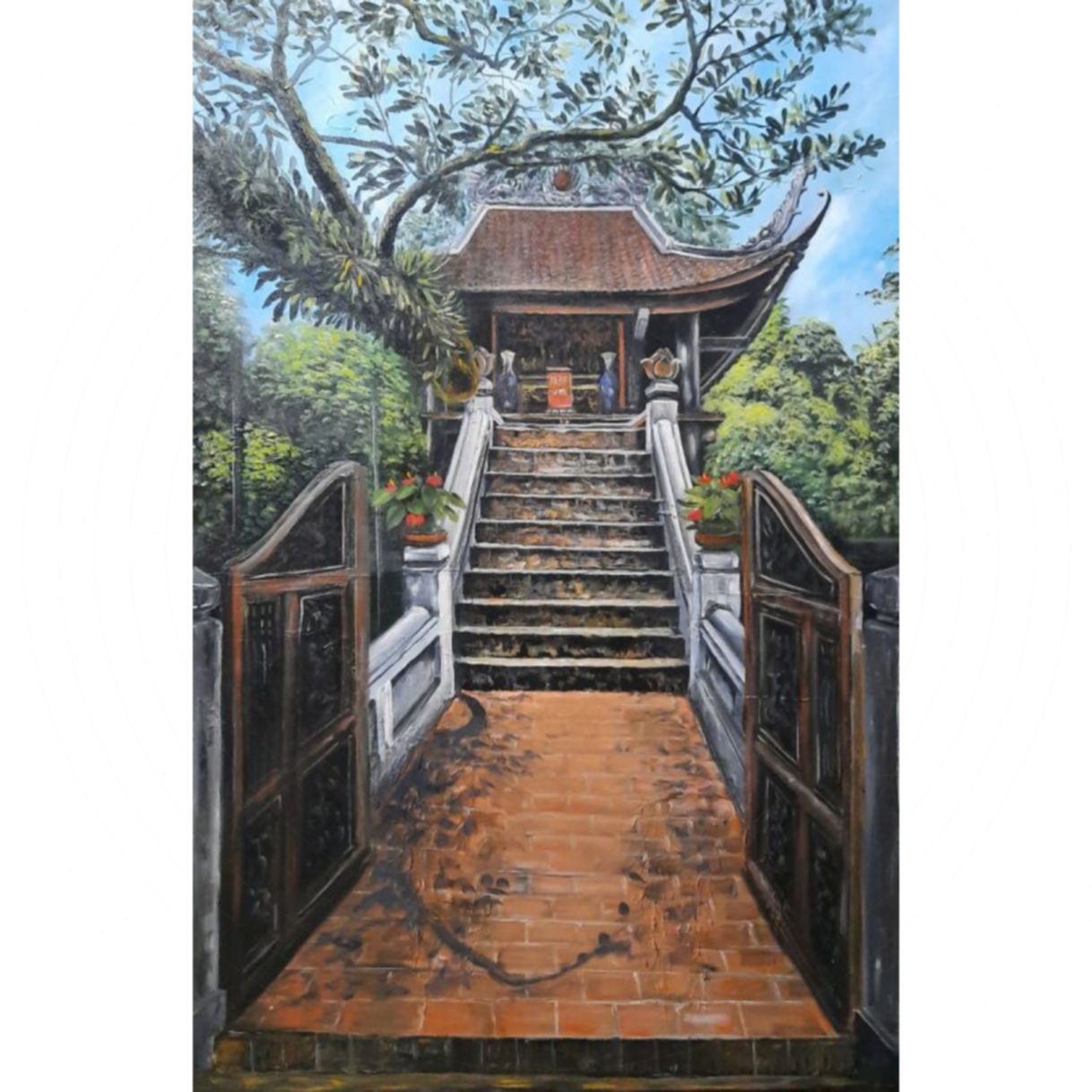 Tranh Phố Cổ Hồn Việt Acrylic 60x90cm Độc Bản Có Giấy Tác Quyền 