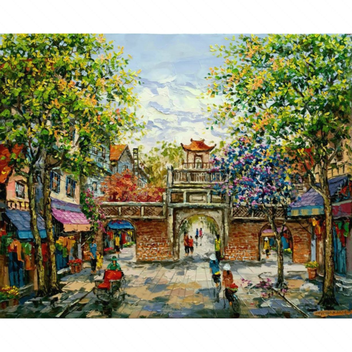 Tranh Phong Cảnh Một Sớm Cửa Ô Sơn Dầu 80x100cm Sáng Tác 2023 