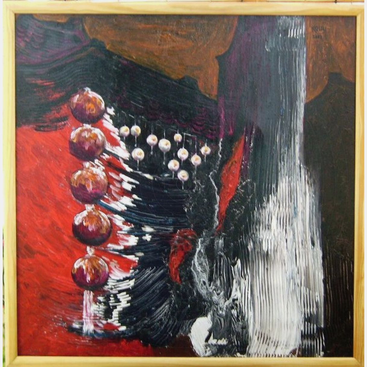 Tranh Sơn Dầu Trừu Tượng Đêm Phố Cổ 80x80cm Tác Phẩm 2007 