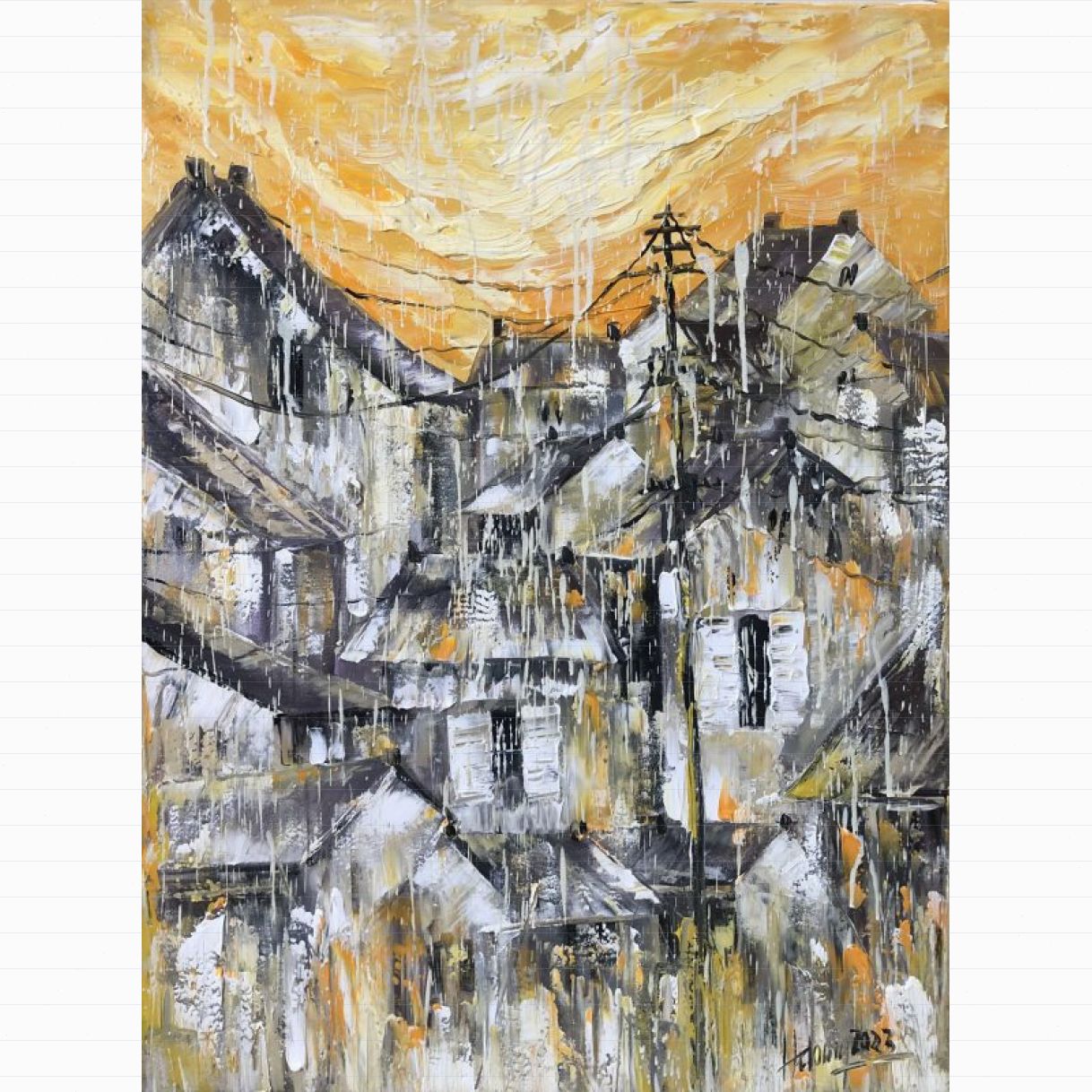 Tranh Phong Cảnh Mùa Mưa Acrylic 60x80cm Độc Quyền 