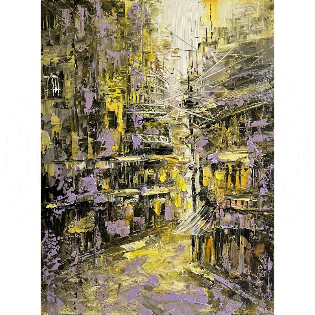 Tranh Phong Cảnh Phố Vắng Acrylic Toan Anh 60x80 Độc Bản 