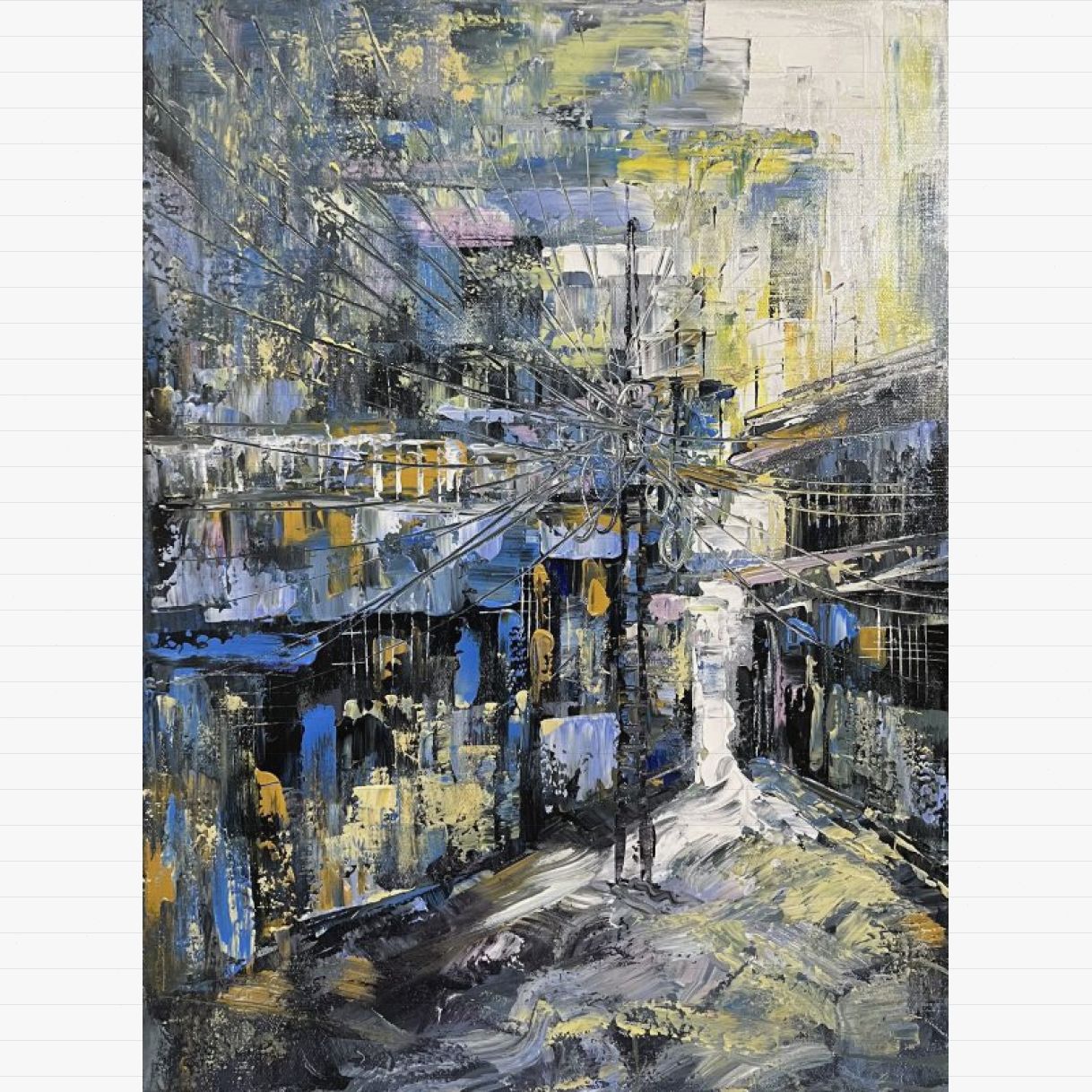 Tranh Phố Cổ Góc Quen Acrylic Toan Sáng Tác 60x80cm 
