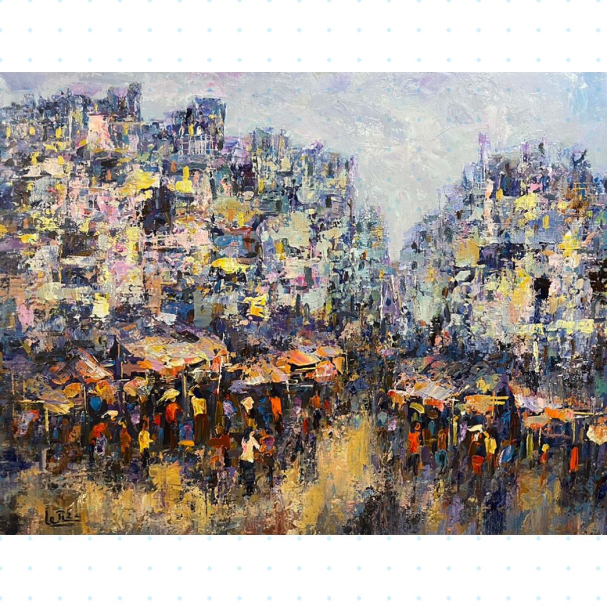 Tranh Phố Cổ Chiều Trên Phố Acrylic 80x100cm Tranh Độc Bản 
