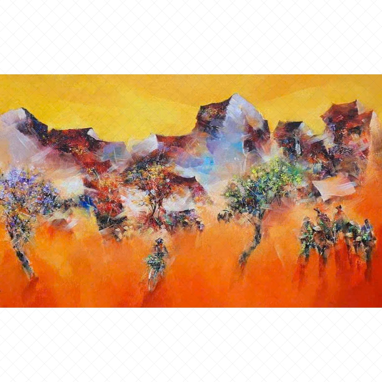Tranh Phố Cổ Góc Phố Ngõ Xưa Acrylic 80x150cm Tác Phẩm Độc Bản 