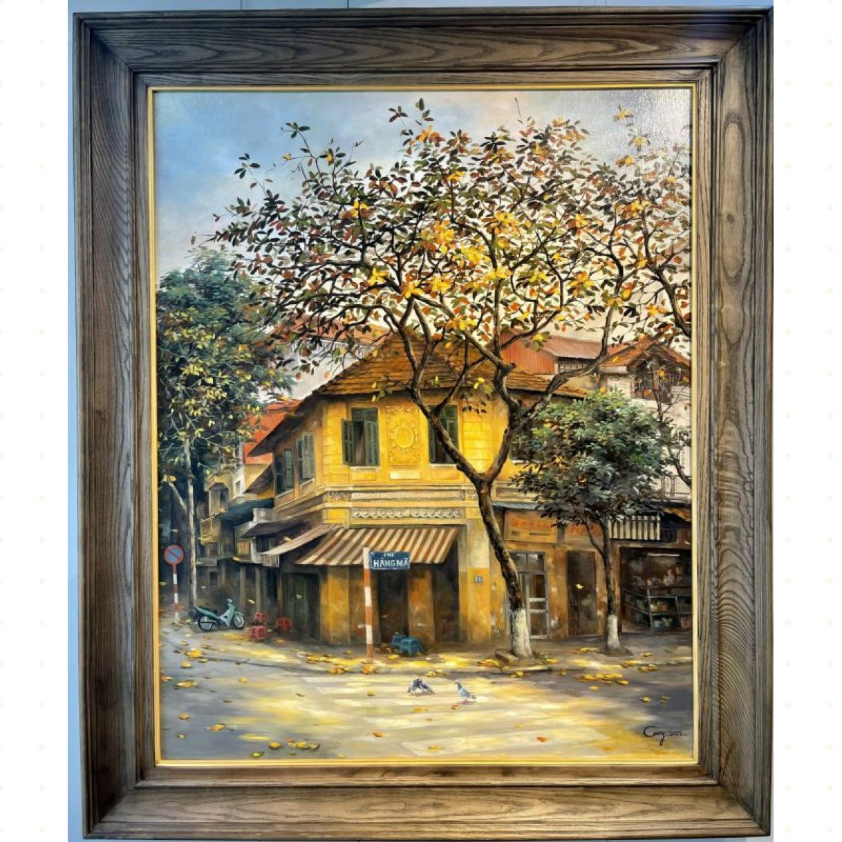 Tranh Sơn Dầu Phố Cổ Hàng Mã 90x110cm Sáng Tác 2024 