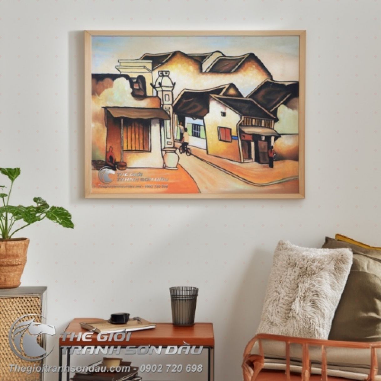 Tranh Phố Cổ Đơn Giản Sơn Dầu Đa Màu Kích Thước Tiện Lợi 